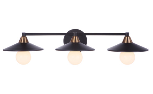 Isaac Three Light Vanity in Flat Black/Satin Brass (46|12529FBSB3)