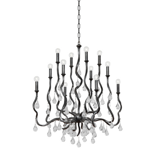 Aveline 12 Light Chandelier in Blackened Silver Leaf (68|41434BSL)