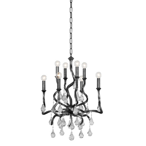 Aveline Eight Light Chandelier in Black Silver Leaf (68|41423BSL)