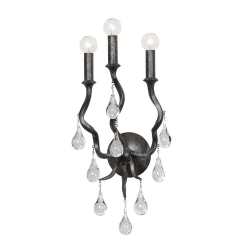 Aveline Three Light Wall Sconce in Black Silver Leaf (68|41403BSL)