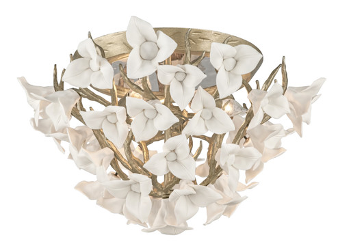 Lily Three Light Flush Mount in Enchanted Silver Leaf (68|21134)