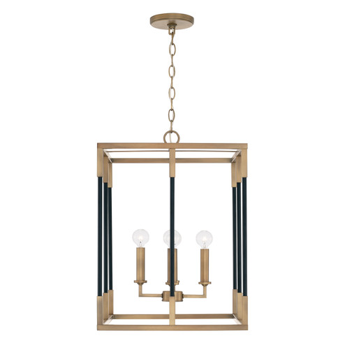 Bleeker Four Light Foyer Pendant in Aged Brass and Black (65|544742AB)