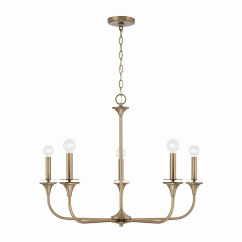 Presley Five Light Chandelier in Aged Brass (65|448951AD)