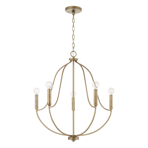 Madison Five Light Chandelier in Aged Brass (65|447051AD)