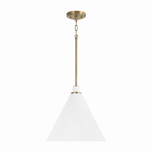 Bradley One Light Pendant in Aged Brass and White (65|350112AW) Bradley One Light Pendant in Aged Brass and White (65|350112AW)