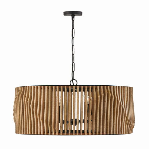 Archer Six Light Pendant in Light Wood and Matte Black (65|344664WK)