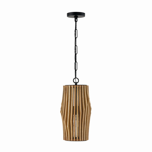 Archer One Light Pendant in Light Wood and Matte Black (65|344613WK)