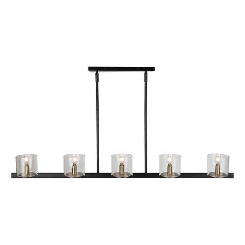 Salinas Five Light Island Pendant in Black and Brass (78|AC11825BB)
