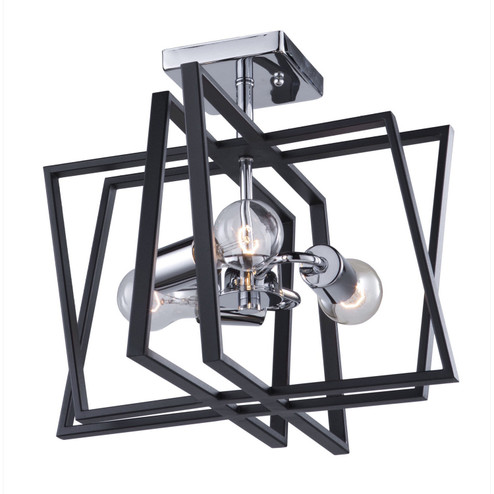 Middleton Three Light Semi Flush Mount in Matte Black & Polished Chrome (78|AC11383)