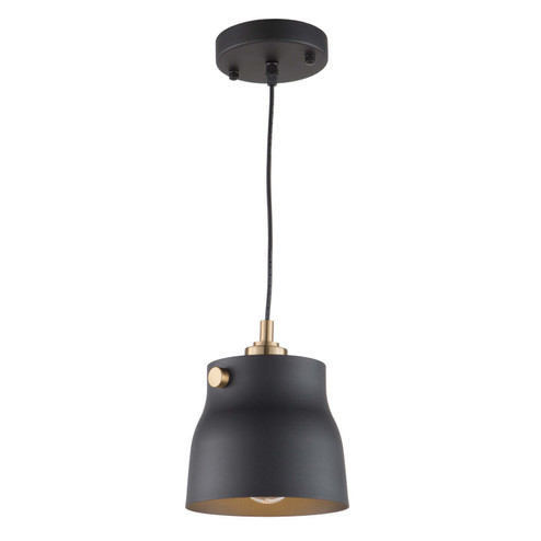 Euro Industrial One Light Pendant in Matte Black & Harvest Brass (78|AC11361VB)