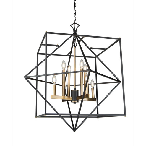 Roxton Eight Light Chandelier in Matte Black & Harvest Brass (78|AC11208)