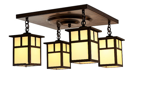 Mission Four Light Ceiling Mount in Antique Brass (37|MCM54EFAB)