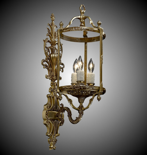 Lantern Three Light Wall Sconce in Polished Brass w/Umber Inlay (183|WS218401GPI)