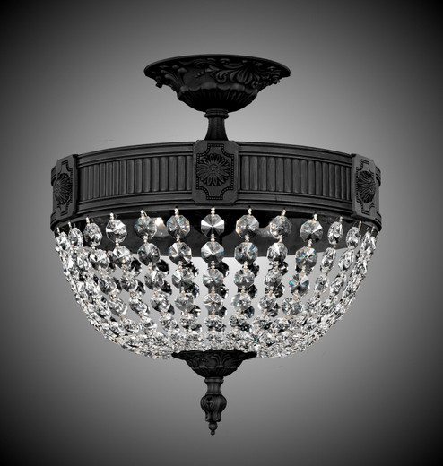 Valencia Three Light Flush Mount in Antique Black Glossy (183|FM8001P02G)