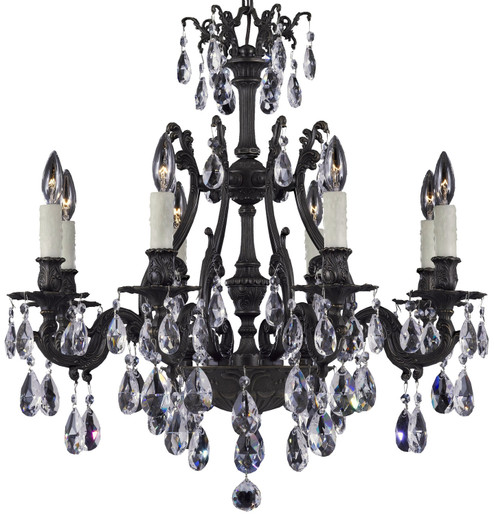 Chateau Eight Light Chandelier in Antique Black Glossy (183|CH9632ALN02GPI)