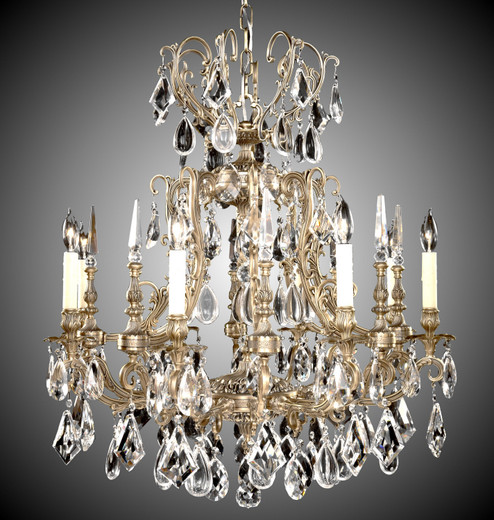 Parisian Ten Light Chandelier in Polished Brass w/Black Inlay (183|CH7015B12GST)