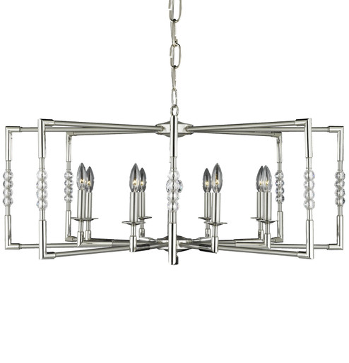 Magro Eight Light Chandelier in Polished Nickel (183|CH360538GST)