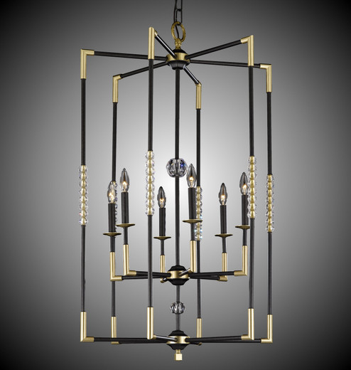 Magro Six Light Chandelier in Polished Brass w/ Old Brass Accents (183|CH350432G36GST)