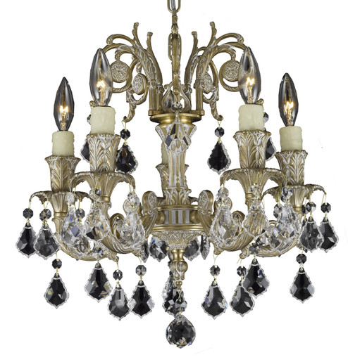 Finisterra Five Light Chandelier in Antique White Glossy (183|CH2001ATK04GST)