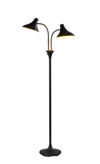 Ascot Two Light Floor Lamp in Black & Antique Brass (262|337201)