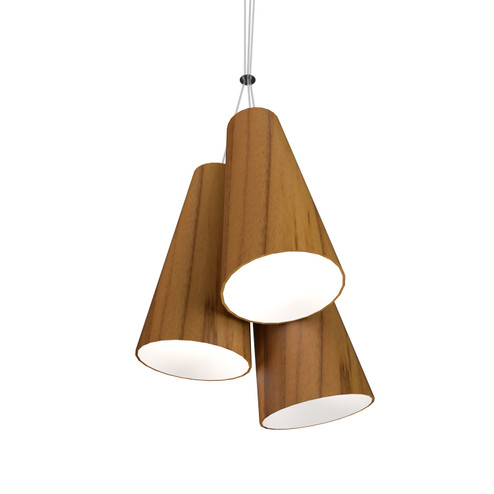 Conical Three Light Pendant in Teak (486|123412)