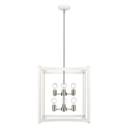 Coyle Six Light Pendant in White with Polished Nickel Cluster (106|IN20041WH)