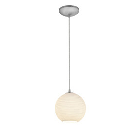 Japanese Lantern One Light Pendant in Brushed Steel (18|280851CBSWHTLN)