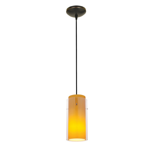 Glass'n Glass Cylinder LED Pendant in Oil Rubbed Bronze (18|280333CORBCLAM)