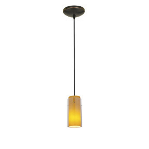 Glass'n Glass Cylinder One Light Pendant in Oil Rubbed Bronze (18|280331CORBCLAM)