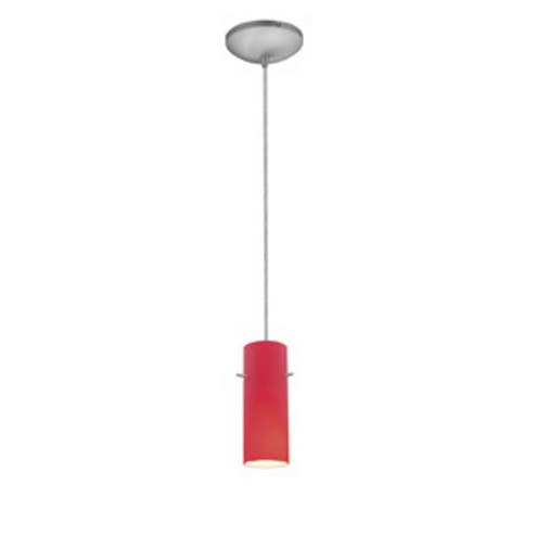 Cylinder One Light Pendant in Brushed Steel (18|280301CBSRED)