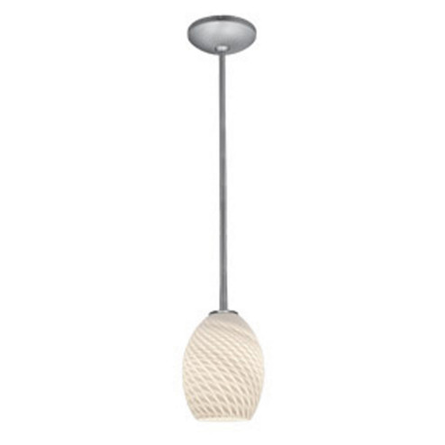 Brandy FireBird One Light Pendant in Brushed Steel (18|280231RBSWHTFB)