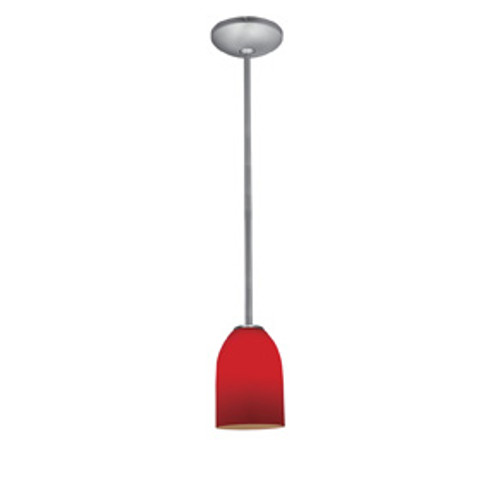 Champagne One Light Pendant in Brushed Steel (18|280121RBSRED)