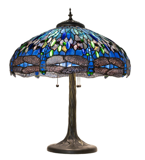 Tiffany Hanginghead Dragonfly Three Light Table Lamp in Mahogany Bronze (57|263097)