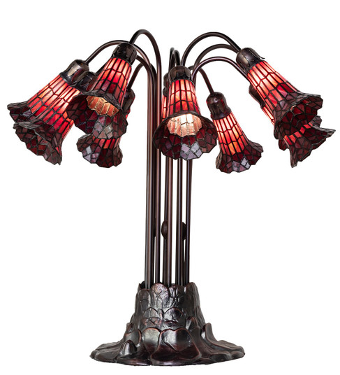 Stained Glass Pond Lily Ten Light Table Lamp in Mahogany Bronze (57|261673)
