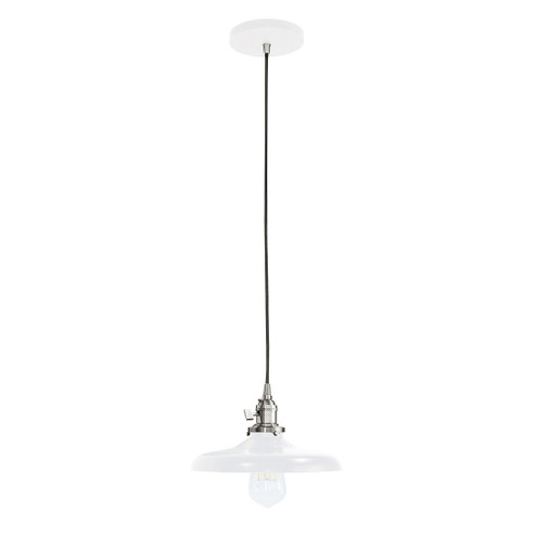 Uno One Light Pendant in White w/Brushed Nickel (518|PEB4014496C26)