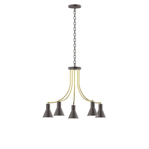 J-Series Five Light Chandelier in Architectural Bronze with Brushed Brass (518|CHN4365191)