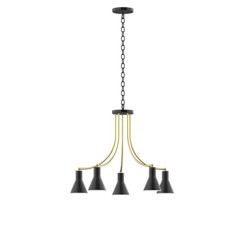 J-Series Five Light Chandelier in Black with Brushed Brass (518|CHN4364191)