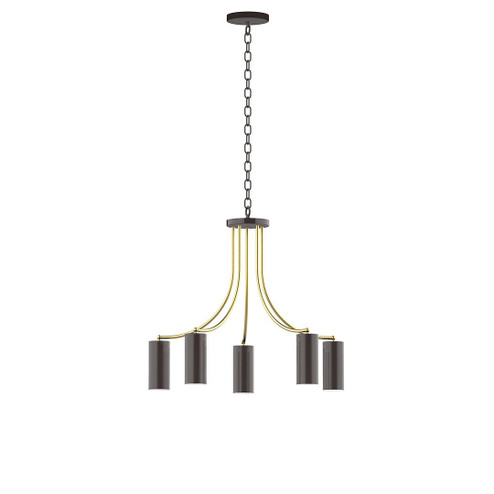 J-Series Five Light Chandelier in Architectural Bronze with Brushed Brass (518|CHN4185191)