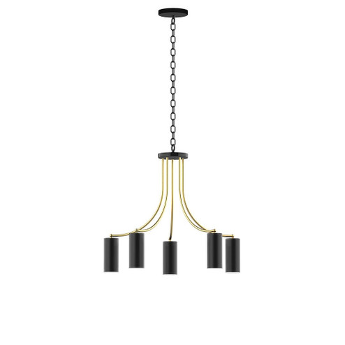 J-Series Five Light Chandelier in Black with Brushed Brass (518|CHN4184191)