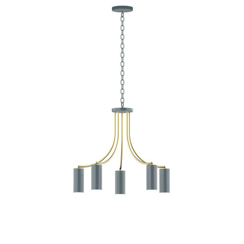 J-Series Five Light Chandelier in Slate Gray with Brushed Brass (518|CHN4184091)