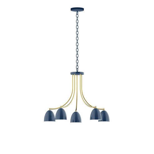 J-Series Five Light Chandelier in Navy with Brushed Brass (518|CHN4175091)