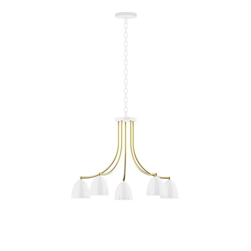 J-Series Five Light Chandelier in White with Brushed Brass (518|CHN4174491)