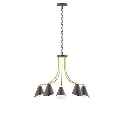 J-Series Five Light Chandelier in Architectural Bronze with Brushed Brass (518|CHN4155191)