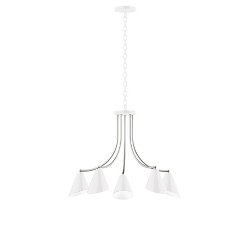 J-Series Five Light Chandelier in White with Brushed Nickel (518|CHN4154496)