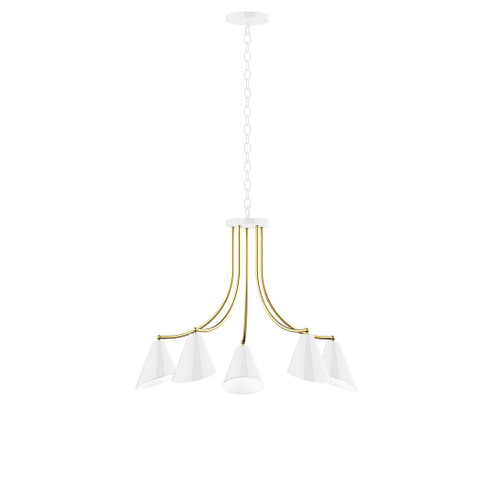 J-Series Five Light Chandelier in White with Brushed Brass (518|CHN4154491)