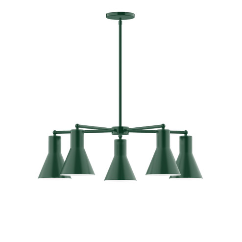 Flare Five Light Chandelier in Forest Green (518|CHC43642)