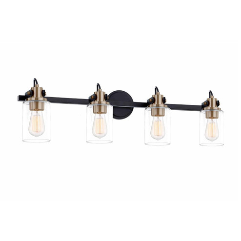 Fusion Four Light Bath Bar in Matte Black w/ Brass (102|FSN8194CLERMBBR)