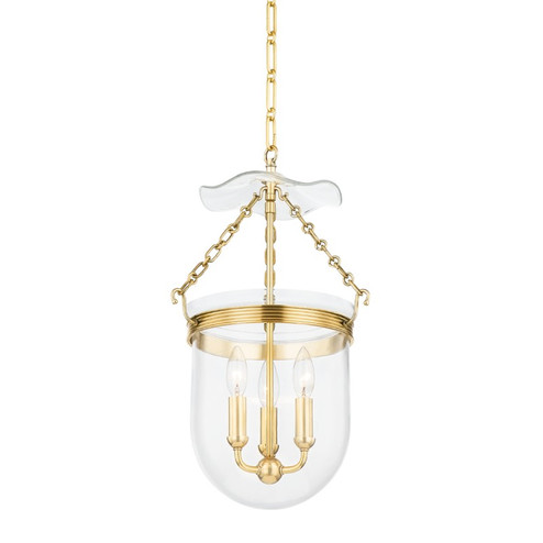 Rousham Three Light Lantern in Aged Brass (70|MDS1601AGB)