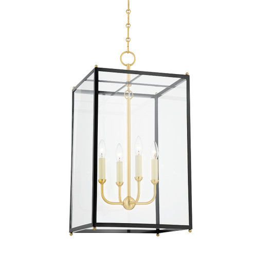 Chaselton Four Light Lantern in Aged Brass/Darkest Blue (70|MDS1201AGBDBL)