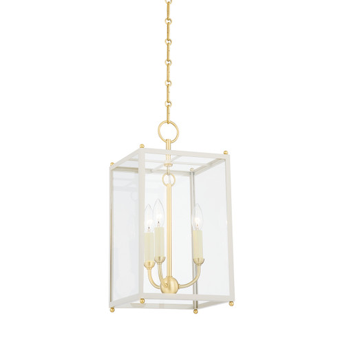 Chaselton Three Light Lantern in Aged Brass/Off White (70|MDS1200AGBOW)
